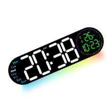 Horloge numérique LED avec double alarme, luminosité-Blanc