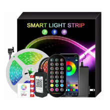 Stiall Soilse LED RGB, Rialú Dúbailte Cliste le hAip & Cianrialtán le haghaidh Atmaisféar Saincheaptha, Soilsiú Gan Phoncanna le haghaidh