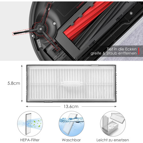 Σετ αξεσουάρ για Roborock S8 Pro Ultra, 6*σακούλες σκόνης, 1*κύρια βούρτσα με ρολό, 4*πλαϊνές 2