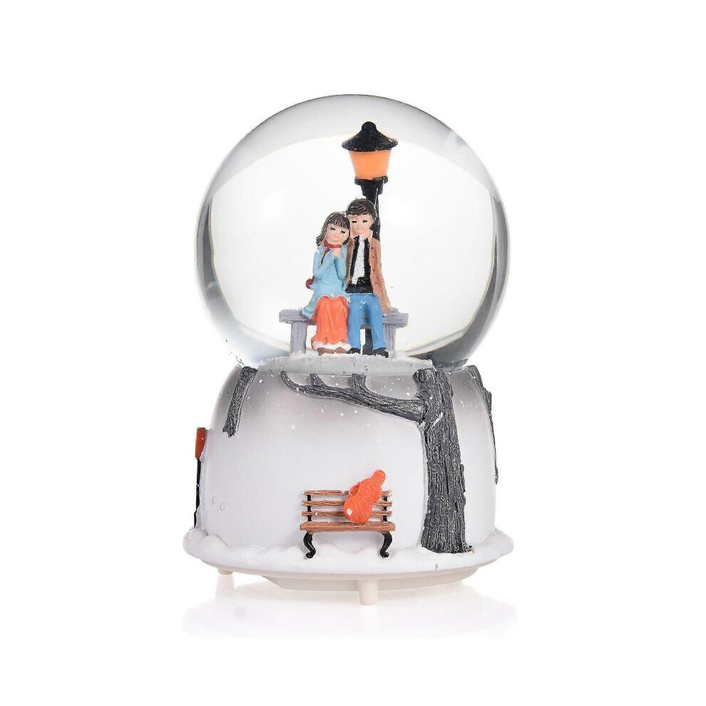 Romantische Liebes-Schneekugel mit LED-Beleuchtung, Kristallkugel-Spieluhr, automatischer Schneesprühmodus, Himmelstadt-Spieluhr, Valentinst