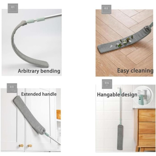 Extendable Microfiber Duster with Bendable Removable Head for Quick Dust Removal on Ceilings and Blinds (1 Set) 1