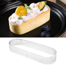 10pcs Oval Tartlet Molds Stainless Steel Perforated Rings for Baking Tarts Pies Quiche