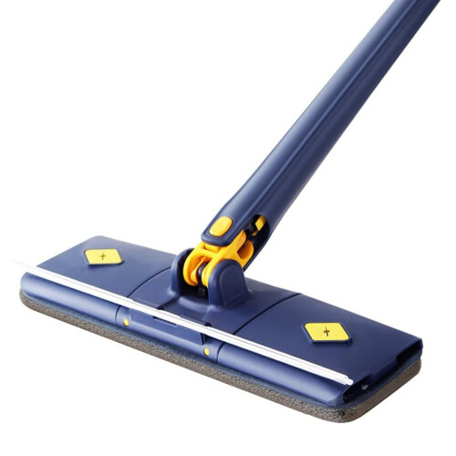 Flat Mop DualPurpose Wet Dry 37cm Microfiber with Scraper Hands Home Cleaning