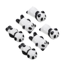 6 Pieces Panda Chopstick Holder Ceramic Exquisite Chopstick Racks for Office Decoration for Restaurant and Hotel Processed