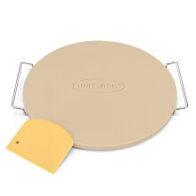 15 Inch Cordierite Pizza Stone for Oven and Grill, Crispy Crust Baking with Rack and Dough Scraper