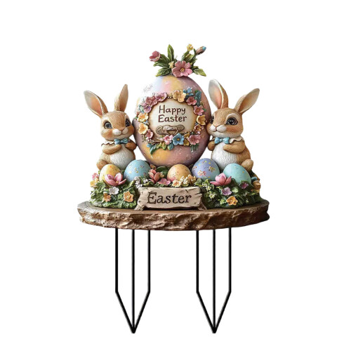 Garden Stake Outdoor Decoration Easter Eggs Rabbit and-OH829