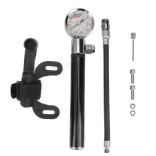 Mini pompe à air pour pneus de vélo avec manomètre et support de fixation, cadre en alliage d'aluminium compatible avec les valves Presta et
