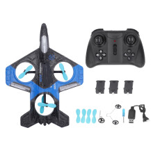 2,4 GHz RC-stridsflygplan med lampor, quadcopterleksak för barn, nybörjare, hållbart EPP-skum, lättviktigt fjärrstyrt flygplan med stuntflip och