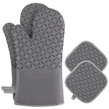 Hitzeisolierende Handschuhe, verdickte Handschuhe gegen Verbrühungen, Hochtemperatur-Backhandschuhe aus Baumwoll-Leinen-Mischgewebe