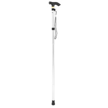 Ergonomisk stok med håndtag til seniorer, letvægtsaluminium med komfortabelt greb og foldemekanisme, skridsikker gummispids, håndledsrem, bærbar