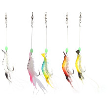 Esche artificiali realistiche a forma di gamberetto, esche morbide luminose che simulano un gamberetto con amo affilato, perfette per la pesca