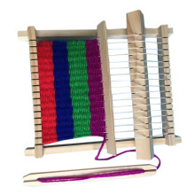 Wooden DIY weaving machine craft kit for boys, promotes patience and motor skills, durable and, khaki.