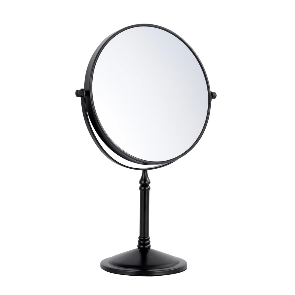 Black Cosmetic Mirror Standing Makeup Mirror 5X/1X Brass 360 Swivelling Doublesided