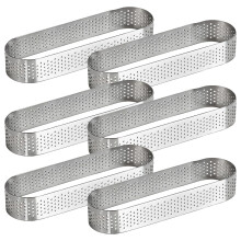 6 Pcs Stainless Steel Tart Rings Oval Nonstick Perforated Molds for Pastry Baking 13x4.5cm