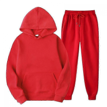 redLMen's Solid Color Hooded Pullover Sets Autumn Winter Fleece Hoodie Two Piece Suit Plus Size Men's Sportswear Pant Tracksuit