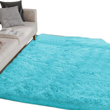 Faux Fluffys Plushes Floor Carpets Rectangles Soft-Sky Blue