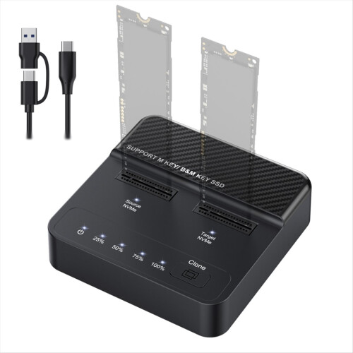 NVME SolidState Drive Duplicator Dual-Bay M.2 SSD DockingStation Read-