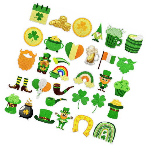32Pieces Patrick's Day Iron On Embroidered Patches Embroidered