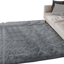Faux Fluffys Plushes Floor NonSlip Carpets Rectangles-Dark Gray