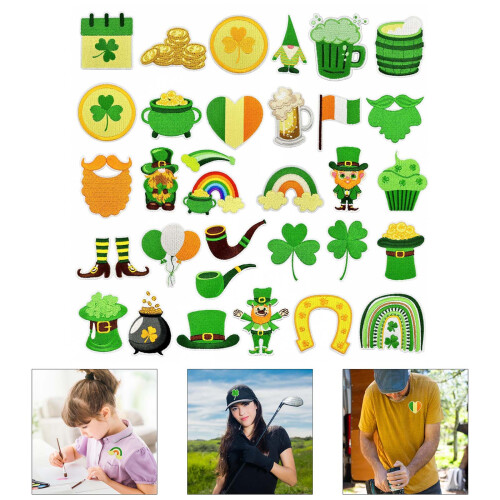 32Pieces Patrick's Day Iron On Embroidered Patches Embroidered 1