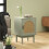 Homcom (Green) HOMCOM Boho Bedside Table with Rattan Door and Adjustable Shelf 9