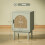 Homcom (Green) HOMCOM Boho Bedside Table with Rattan Door and Adjustable Shelf 3