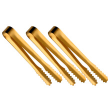 Pack of 3 Durable Stainless Steel Ice Tongs with-Gold