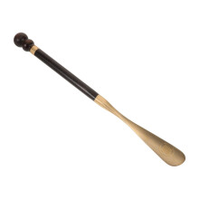 Long Handle Wooden Shoe Horn with Brass Head NonSlip Grip for Seniors and Boots