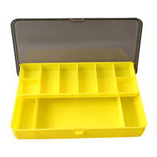 Fishing gear box, fishing bait box, doublelayered, portable, practical, hardshell case, equipment storage for camping, freshwater, saltwater, yellow
