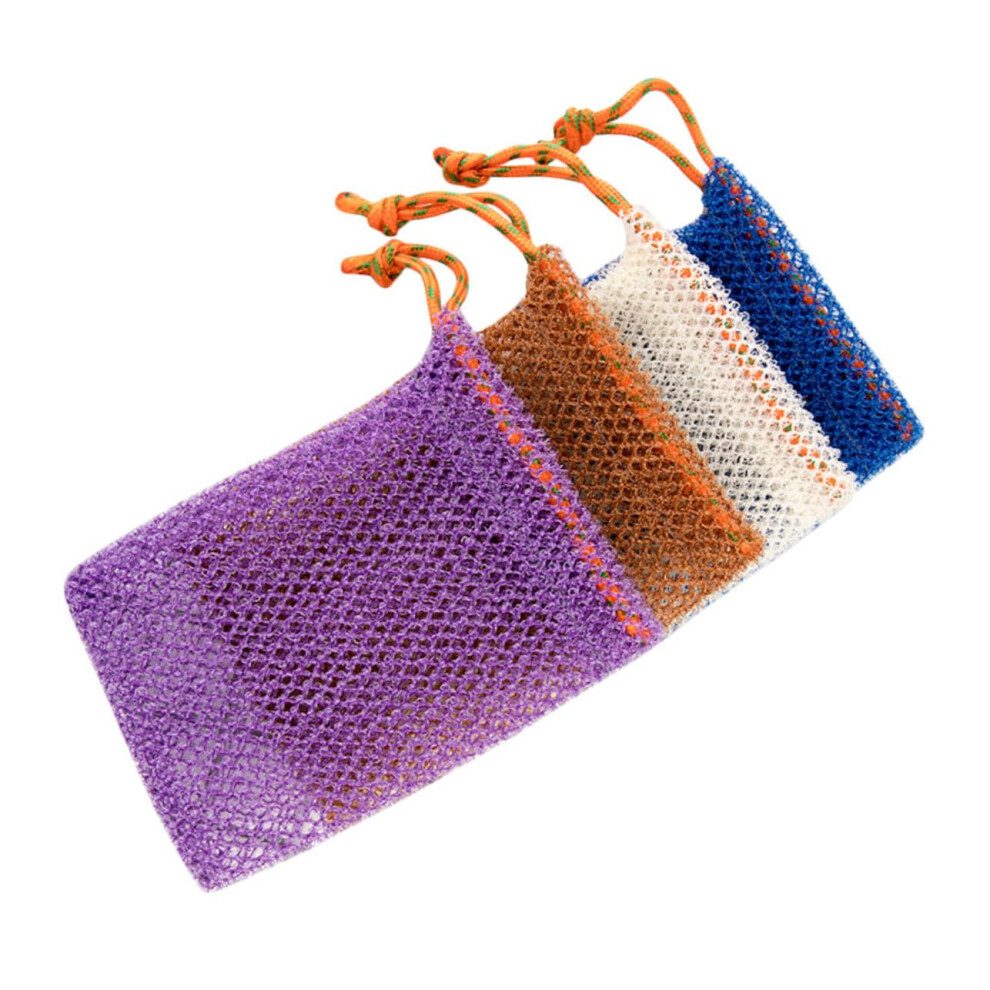 4pcs Soap Saver Bag Exfoliating Pouch with Drawstring for Shower Quick Drying Reusable Design