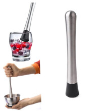Cocktail Muddler 304 Stainless Steel Bar Tool with Grooved Head Long Handle Easy Clean Drink Mixer