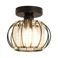 E26 Base Compatible Crystal Pendant Light with Shatter-Resistant Metal and Glass Shade, Dimmable Bulbs Ready Hanging Lamp for Dining Room Kitchen Isla