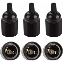Soclu standard cu filet E26E27, soclu mediu din bachelită pentru lămpi cu pandantiv retro, dulie neagră Edison (pachet de 6)