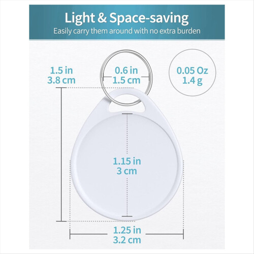 1,5 inch stevige plastic sleutelhangers, rond, wit, met blanco afbeelding 2