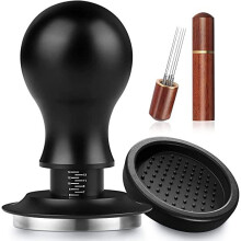 Solid stainless steel tamper with graduations, 51/53mm coffee tamper with 51mm coffee nipper and 51mm coffee nipper.