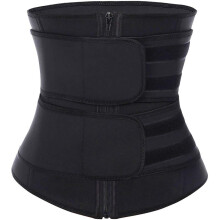 Cinta modeladora feminina com design de dupla compressão, suporte lombar, tecnologia de sauna, alta compressão, controle abdominal e design