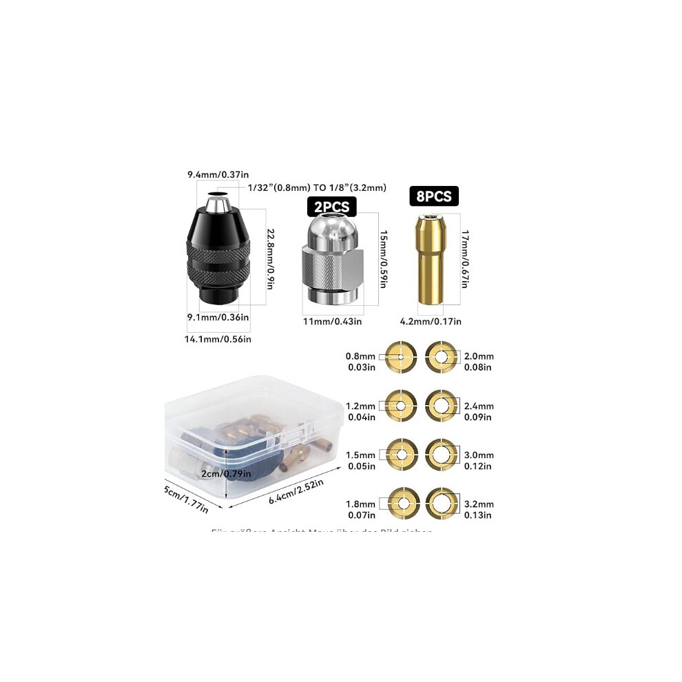 M8 Silver Nuts + Brass Collets (4Mm Shank Diameter) + Imperial Collets 11Pcs Box 5008878037024