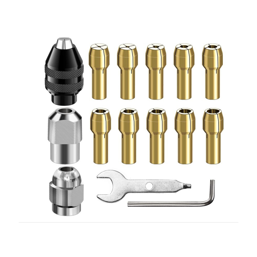 M8 Silver Nut + Brass Collet (4Mm Shank Diameter) + Imperial Collet Set 15Pcs 5008878037628