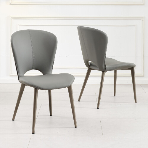 (Grey, 2 x Chairs) Alto Leather Dining Chair
