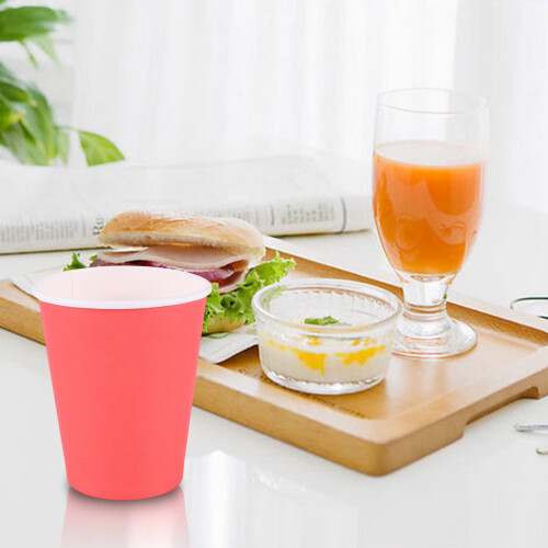20 Paper Cups (9oz) - Plain Solid Colours Birthday Party Tableware Catering(Red) 1