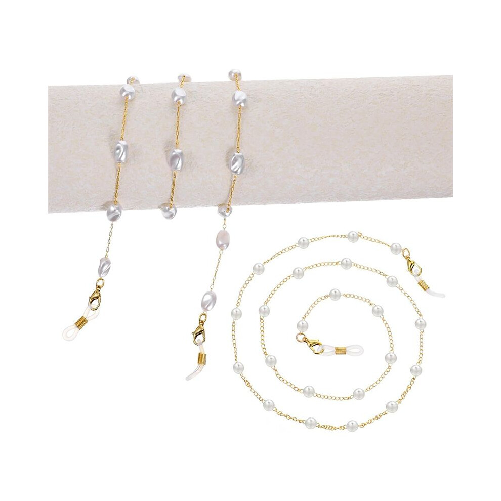 Istovo 2Pcs Pearl Eyeglass Chains For Women, Beaded Glasses Chain For Women, Eyeglasses Strap, Beaded Glasses Chain