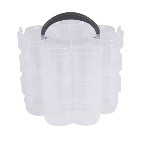3-Tier Clear Plastic Stackable Organiser Storage Hobby  Box Container Jewellery Case - Clear 1