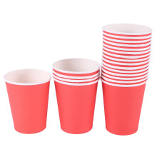 20 Papieren Bekers (9Oz) - Effen Effen Kleuren Verjaardagsfeestje Servies Catering (Rood)