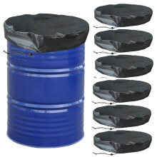 6 Pack 55 Gallon Drum Covers Waterproof 420D Oxford Cloth Barrel Lids for Rainwater and Chemical Storage