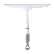 Shower Squeegee with Hanging Hole, Ergonomic NonSlip Grip for Bathroom and Glass Window Cleaning, Grey and White