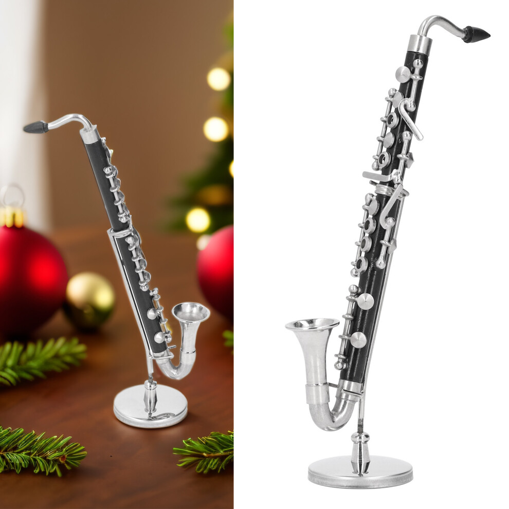 Miniature Black Copper Bass Saxophone Ornament for Desk & Xmas Gifts
