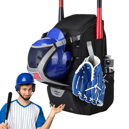 Baseball Backpack with Shoe Compartment, Fence Hooks, Bat Bags