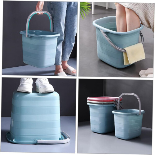 Rectangular Plastic Cleaning Bucket with Handle Large Capacity Water Storage for Home and Garden 1