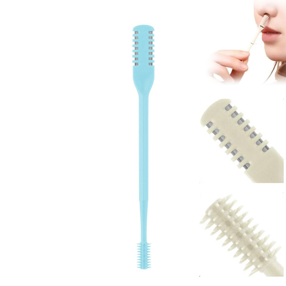 Blue Manual Stainless Steel Nose Hair Trimmer With 360 Rotation Doublesided Blades