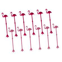 12pc Flamingo Drink Stir Sticks for Cocktails Party Decorations Rosy Plastic Beverage Stirrers 21x3cm